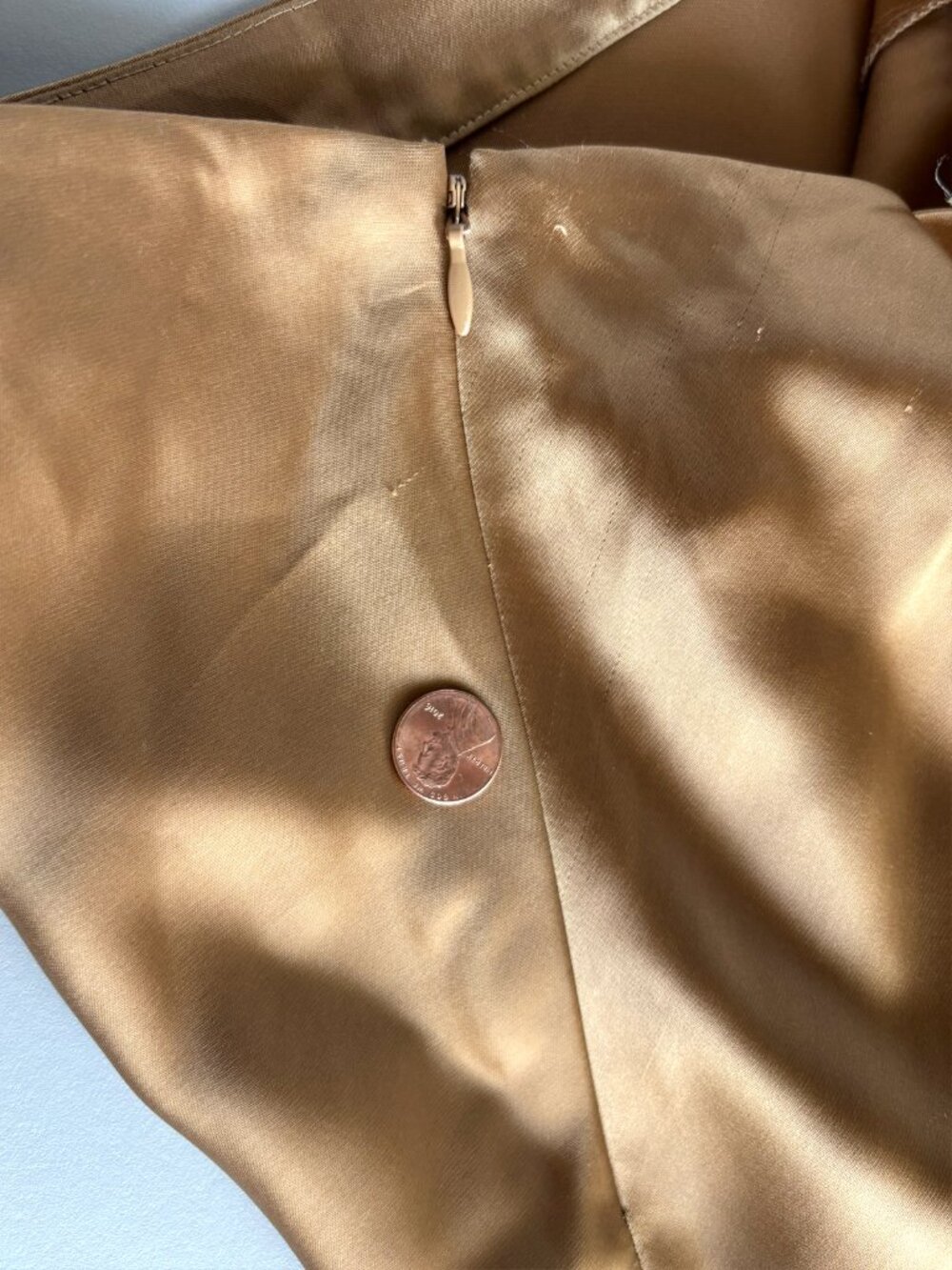 Club Monaco Bias Cut Satin Slip Skirt in Honey, Long Draped Mini Skirt, sz 4 - Picture 11 of 15